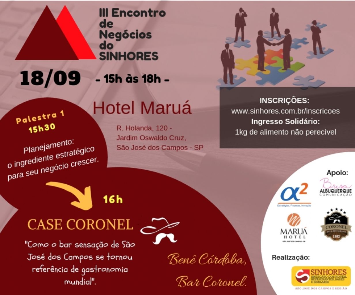 Vem aí a 3ª edição do Encontro de Negócios do SINHORES, evento acontece em setembro