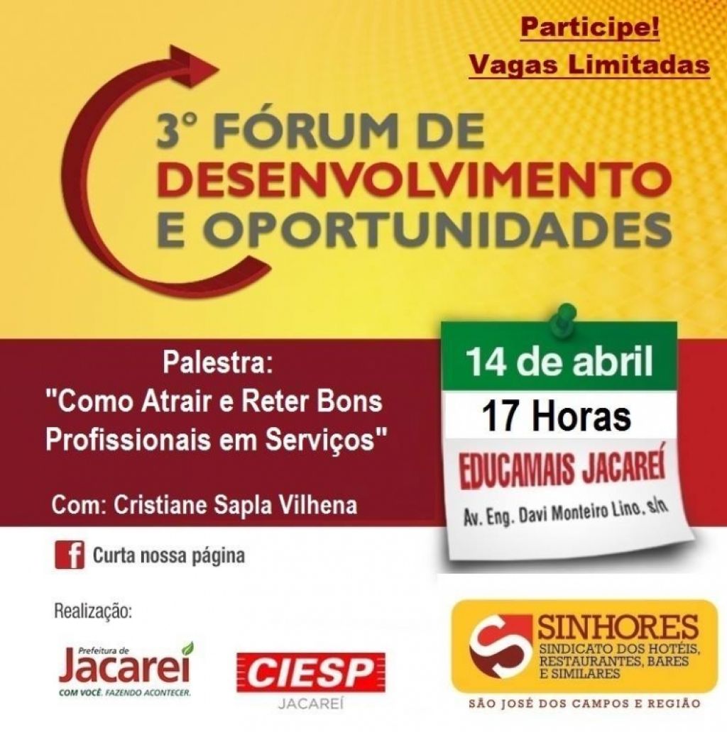 SINHORES participa do 3° Fórum de Desenvolvimento e Oportunidades de Jacareí