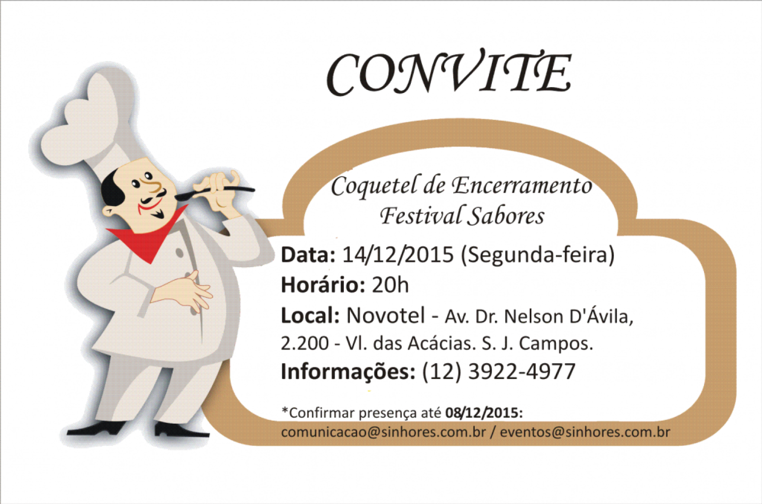 SINHORES promove Coquetel de Encerramento do Festival Sabores São José dos Campos