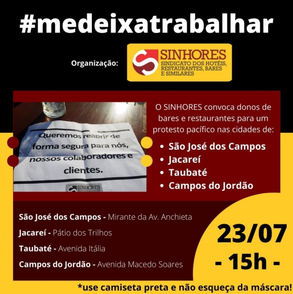 SINHORES convoca 4 cidades para protestar pelo Direito de Trabalhar