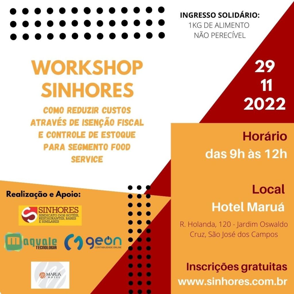 SINHORES promove 1º Workshop sobre redução de custos e controle de estoque para o segmento de Food Service