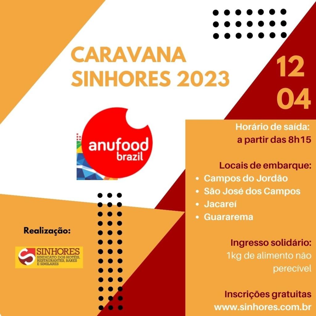 SINHORES promove Caravana gratuita para Anufood 2023 no próximo dia 12/04