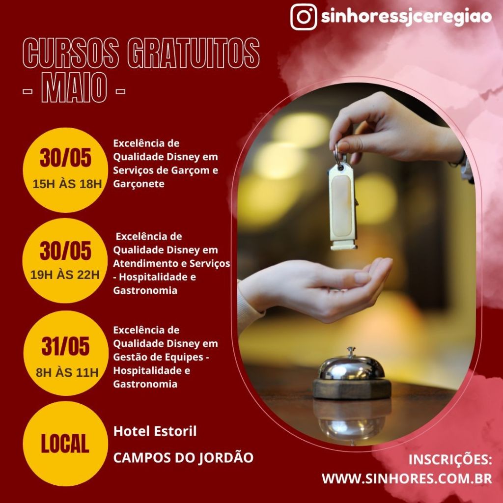 SINHORES abre 180 vagas para cursos gratuitos em Campos do Jordão