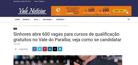 Vale Notícias - Pauta: Cursos gratuitos