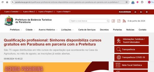 Prefeitura de Paraibuna - Pauta: Cursos gratuitos