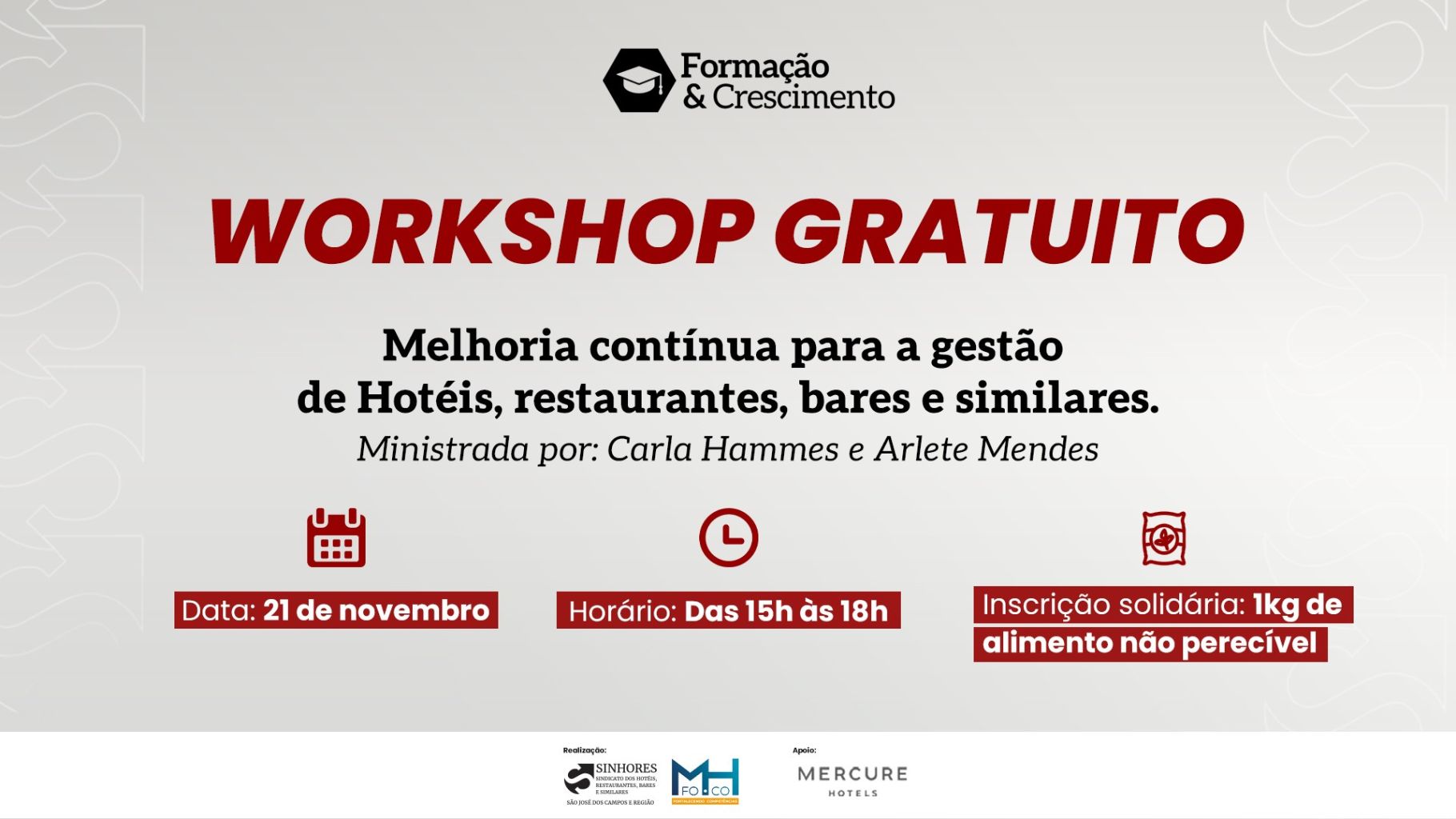 WORSKSHOP GRATUITO SOBRE GESTÃO DE HOTÉIS, RESTAURANTES E BARES ACONTECE EM SÃO JOSÉ DOS CAMPOS