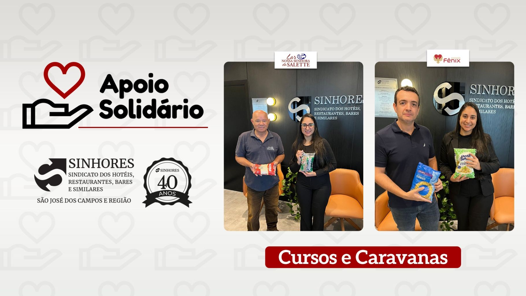 SINHORES arrecada 100kg de alimentos durante cursos e caravanas do mês de maio